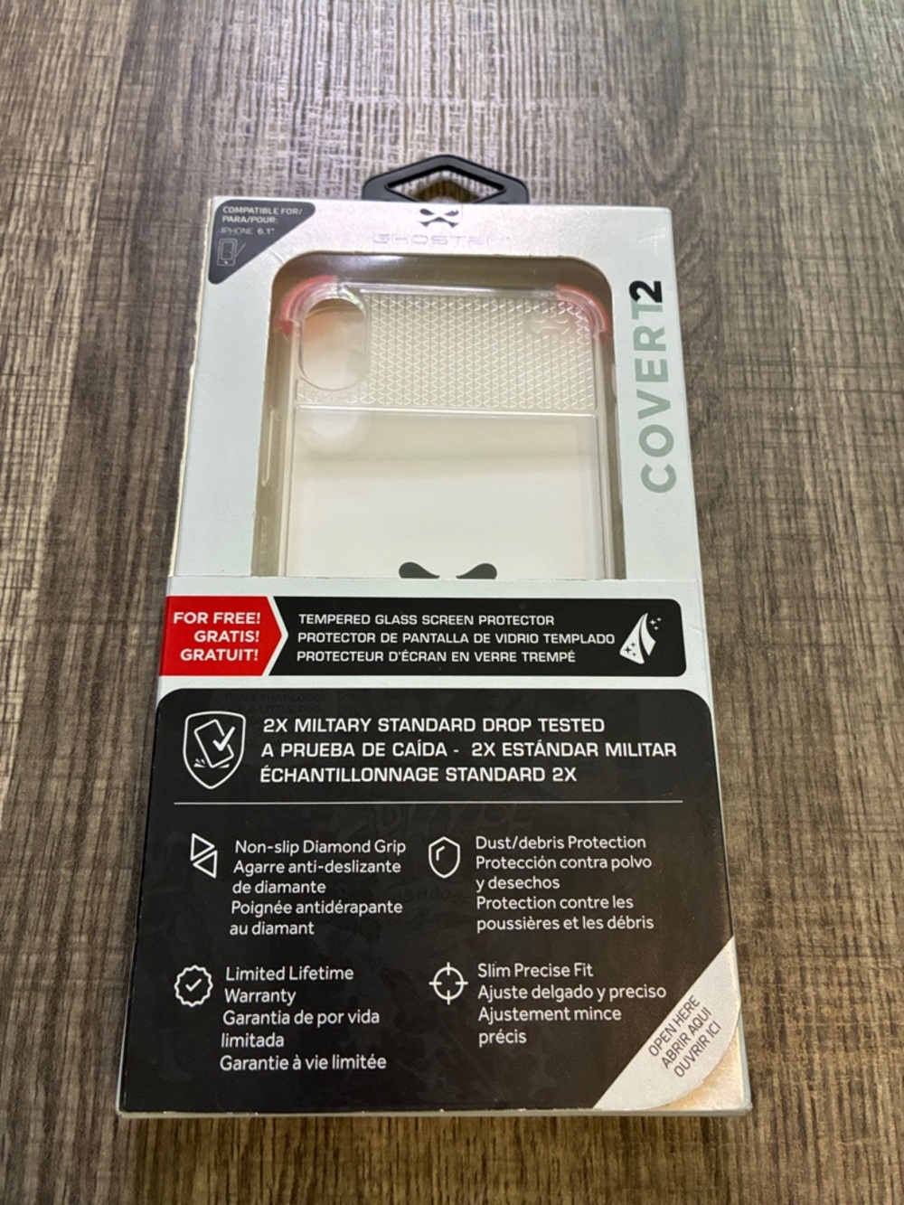 Cover12 Clear Phone Case with Diamond Grip and Tempered Glass - Transparent